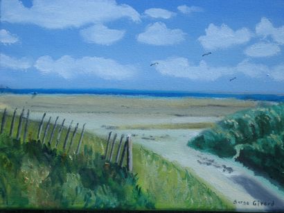 GIRARD Serge "Dune du Cotentin Normandie" Huile sur toile 30 x 24 cm signée. 

Frais...