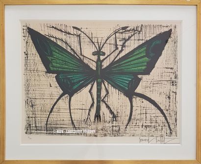 Bernard BUFFET (1928-1999) « Le papillon vert » Lithographie sur vélin d’Arches tirées... Gazette Drouot