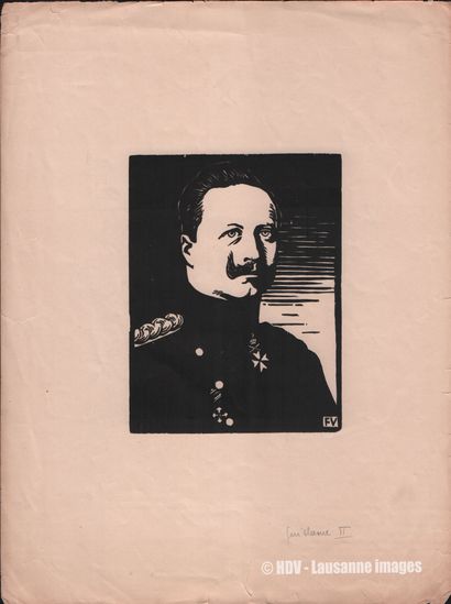 Félix VALLOTTON (1865-1925) « Guillaume II » Gravure sur bois 16,3 x 12,3 cm et la... Gazette Drouot