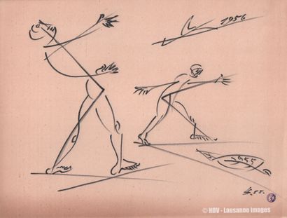 Léopold SURVAGE (1879-1968) « 1955 – 1956 » Encre sur papier épais, 25 x 33 cm, titré... Gazette Drouot