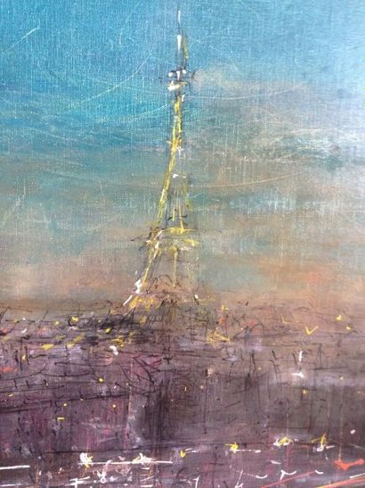 KALKA Sabine "Paris la nuit" Huile sur toile signée 100x80cm - Frais de transport...