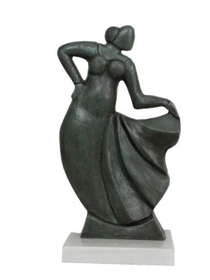 NENA "Flamenco de los velos" Bronze Fondeur Giraud Yann 1/8 42x23x5cm - Frais de...