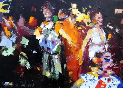 RUBINAT Antoine "Politique show ou le bal des pantins" acrylique sur toile 50x70cm...