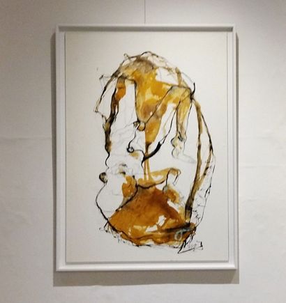 BERNARD DE LA CROIX "Wilona" Technique Mixte sur toile 35 × 27 cm signée en bas à...