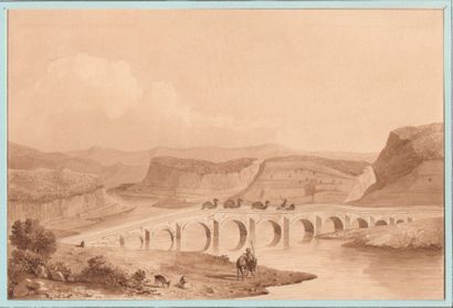 Charles TEXIER (1802-1871)  Estimation : 100 - 250 € 
" Fleuve Halys - Pont de Tchock...