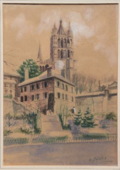 DUPLAIN Albert (1890-1978) Estimation : 50 - 100 €
"Cathédrale de Lausanne" Aquarelle...