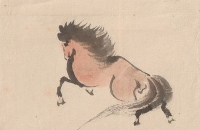 Cheval au galop Estimation : 200 - 300 € 
Aquarelle sur papier du XIXe siècle 15...