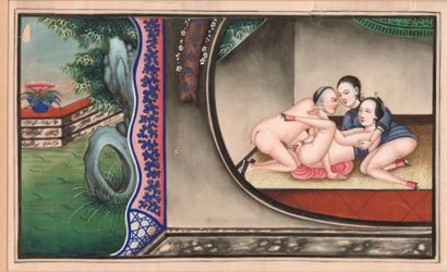 Scènes d'amours chinoises Estimation : 200 - 300 € 
Deux aquarelles sur papier d’époque...