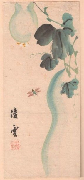 Lot de 7 aquarelles japonaises sur papier du XIXe siècle Estimation 200 - 300 €
"Branche...