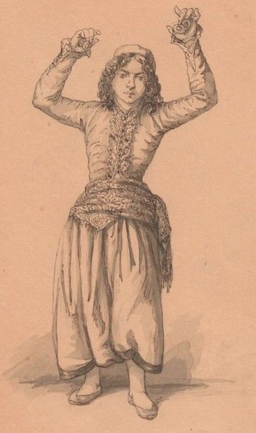 Camille ROGIER (1810-1896) Estimation 100 - 200 €
"Danseuse orientale" Aquarelle...