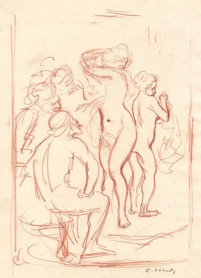 Charles LÉANDRE (1862-1934) Estimation : 200 - 300 €
" Femme se dénudant devant les...