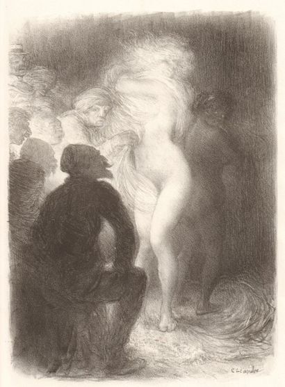 Charles LÉANDRE (1862-1934) Estimation : 200 - 300 €
" Femme se dénudant devant les...