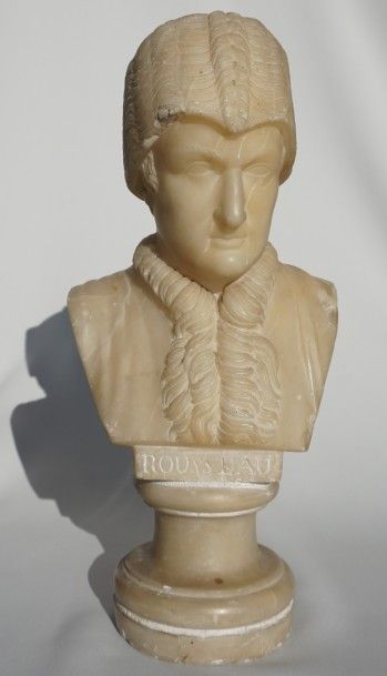 ROUSSEAU Jean-Jacques Buste en albâtre du philosophe habillé en arménien, c.1780,...
