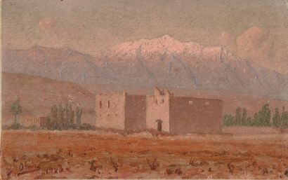 OHAN "Caserne de Van et le mont Sipan" huile, 20 x 32 cm, signée en arménien, datée...