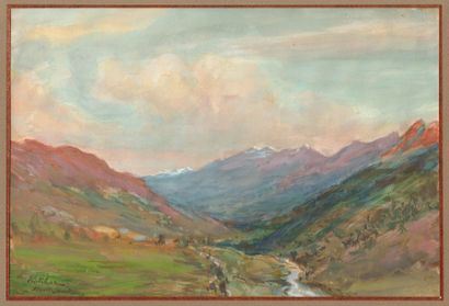 KOTCHAR Ervand (1899-1979) "Rivière en montagne" aquarelle gouachée c.1925, 20,5...