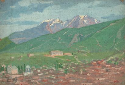 Village de montagne d’Arménie  « Village de montagne d’Arménie » huile sur toile...