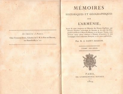 Mémoires Historiques et géographiques sur l’Arménie 
"MEMOIRES HISTORIQUES ET GEOGRAPHIQUES...