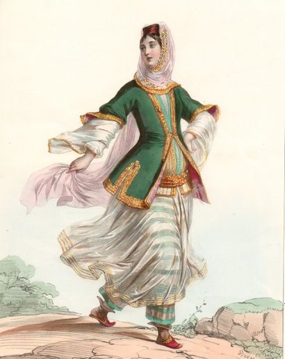 DEVERIA Achille (1800-1857) Sept lithographies : « Dame Arménienne », « Femmes d’Hispahan...