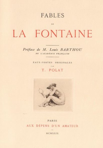 POLAT Tigrane (1874-1950) « Fables de La Fontaine » Deux volumes de 1929, 1 volume...