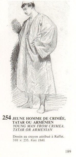 ARMENIE « Jeune homme de Crimée, tartar ou arménen » dessin au crayon attribué à...