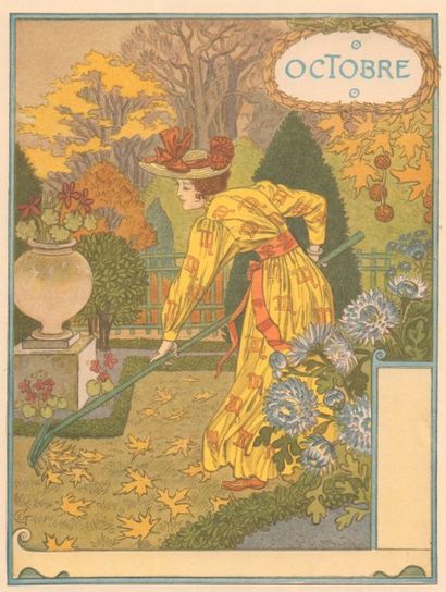 GRASSET Eugène (1845-1917) « Les mois » de 1896, complet de ses 12 gravures, 32 x...
