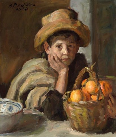 BEDIKIAN KRIKOR (1908-1981) 
"L'enfant aux oranges" Huile sur toile. 55 x 46,2 cm,...