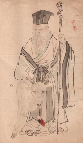 Lot de 10 aquarelles chinoises et japonaises sur papier du XIXe siècle 
"Le Hibou"...