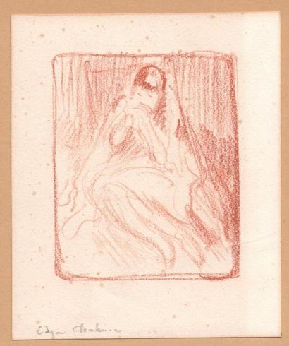 CHAHINE Edgar (1874-1947) Quatre dessins : "Femme nue" Pastel signé sur papier 32...
