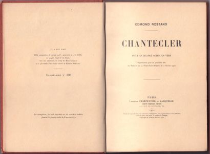 LIVRE CHANTECLER DE 1910 
Livre d’Edmond ROSTAND (1868-1918), ?reliure pleine peau...