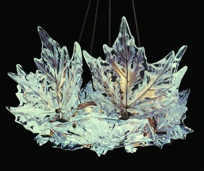 LALIQUE Marc (1900-1977) 
« CHAMPS- ÉLYSÉES » D’époque 1960, lustre en cristal translucide...