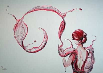 BLONDEL Patricia "Rouge flamenco" Acrylique sur toile marouflée sur bois 50 x 70...