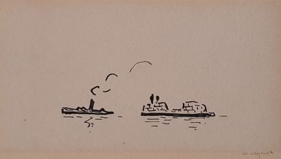 MARQUET Albert (1875-1947) Le remorqueur

Encre sur papier, 8 x 14 cm, signée en...