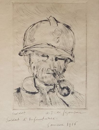 DUNOYER de SEGONZAC André (1884-1974) Soldat d’infanterie 

Eau-forte sur Japon,...