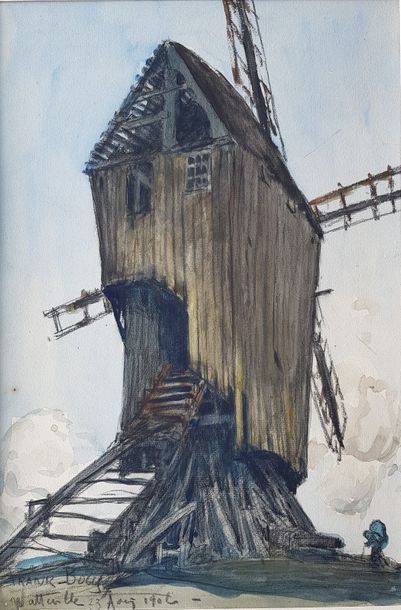 FRANK-BOGGS (1855-1926) Le moulin de Watteville

Aquarelle gouachée, 39 x 26 cm,...