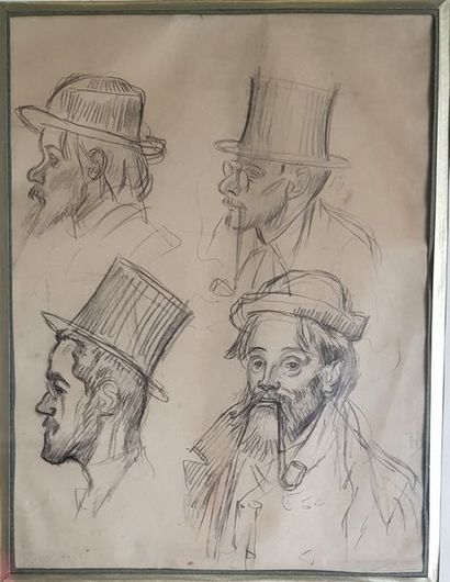 HEIDBRINKS Oswald (1860-1914) Lot de sept dessins faisant partie d’une collection...
