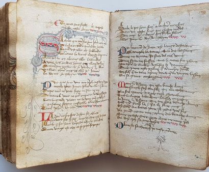Livre d’heures du XVe siècle Manuscrit de 344 pages orné de lettrines dont de nombreuses...