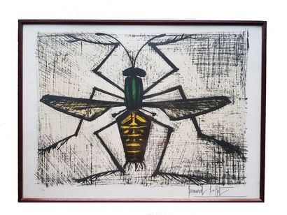 BUFFET Bernard (1928-1999) Insecte jaune Lithographie 1967, 56 x 77 cm (dessin 49...