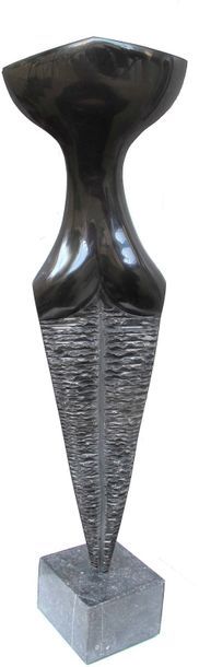 SAVA Marian "Trophée" Marbre noir belge Taille directe 86 x 25 x 7 cm de 2015 signé.

Frais...