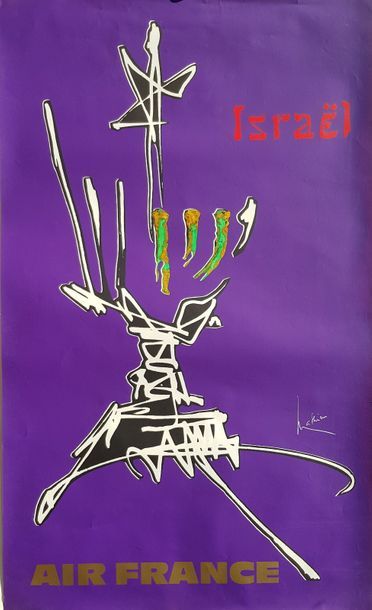 Georges MATHIEU (1921-2012) AIR FRANCE « Israël » dix affiches signées Mathieu, imprimées...