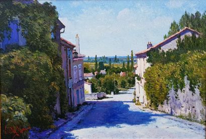 DIDIER Luc (1964) « Grande rue à Celettes (Charente) »
Huile sur toile 32 x 46 cm...
