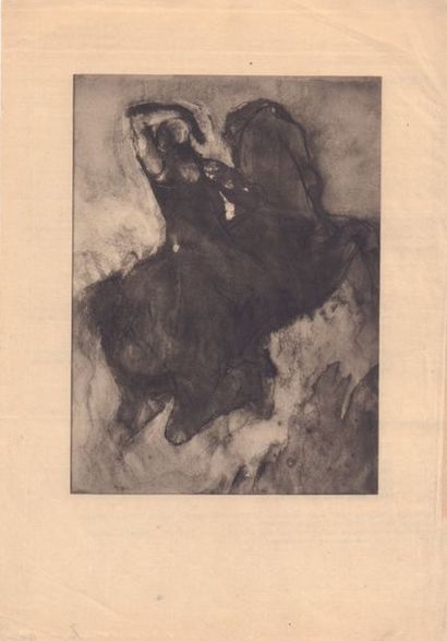 Auguste RODIN (1840-1917) « Victor Hugo de face » Pointe sèche sur vergé n°366 de...