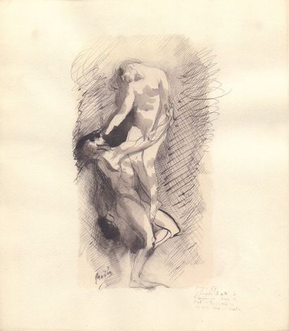 Auguste RODIN (1840-1917) « Victor Hugo de face » Pointe sèche sur vergé n°366 de...