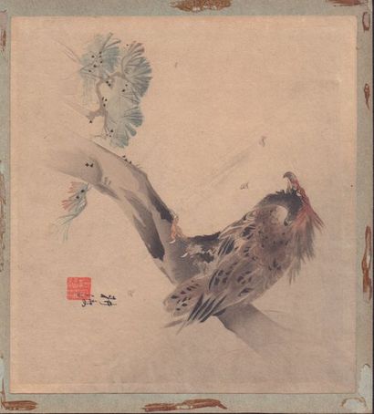 CHINE – JAPON XIXe SIÈCLE Ensemble de six dessins, encres et couleurs sur papiers,...