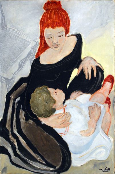 Janie Michels Maternité de l’artiste et de sa fille ainée
1946
Dim. : 100,5 x 65,5...