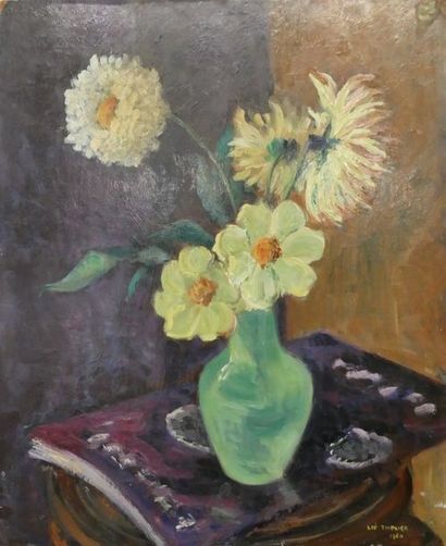 Lié THELIER Huile sur isorel "Vase de fleurs"
Dim. : 46 x 38cm