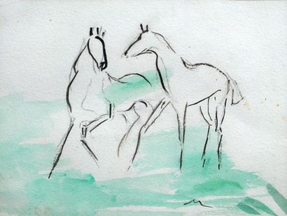 Janie Michels Deux chevaux
1980
Technique mixte
Dim. : 17,5 x 23,5 cm