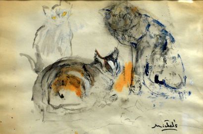 Janie Michels Les trois chats
Dim. : 29,5 x 43,5 cm