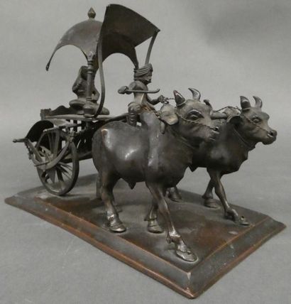 null Groupe en bronze représentant un chariot tiré par des bœufs


Dim. 18 x 11 x...