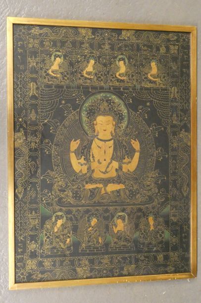null Tankha représentant une divinité du panthéon bouddhique 


Dim 66 x 47cm