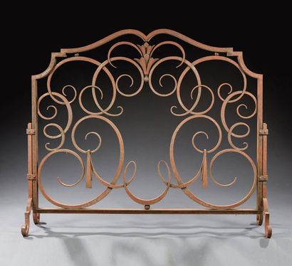 Raymond SUBES (1893-1970) 
Important wrought iron screen with openwork decoration...